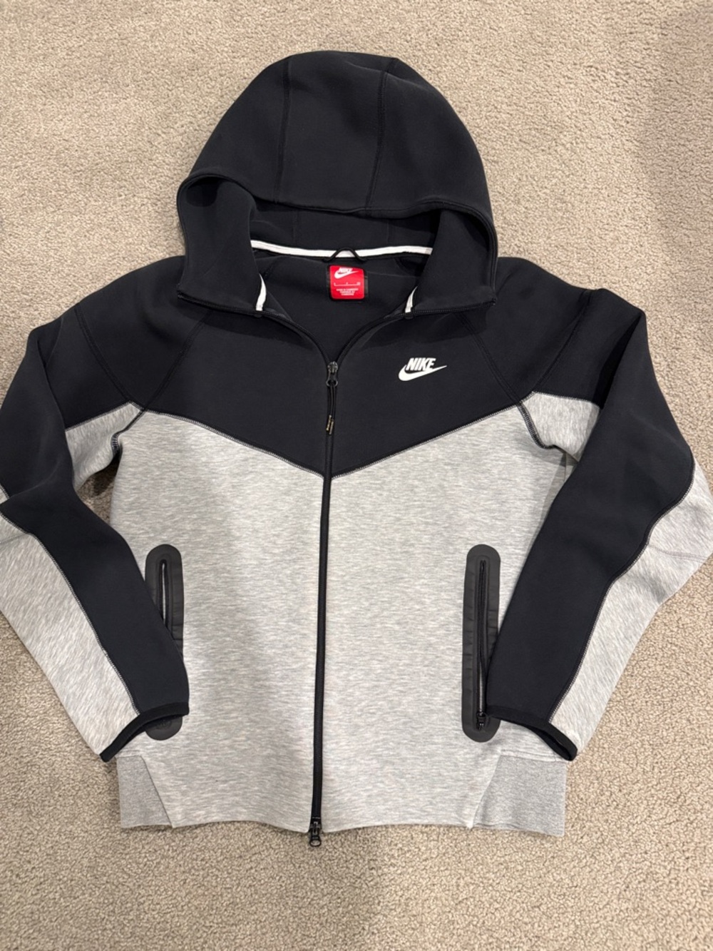 Nike Black and Gray Kids Hooded Zip Sweatshirt